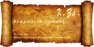 Krajcsirik Zsanett névjegykártya